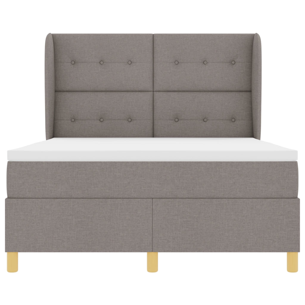 Letto con Box Spring e Materasso Tortora 160x200 cm in Tessuto