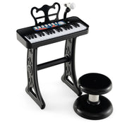 Pianoforte per bambini a 37 tasti con microfono regolabile e leggio rimovibile, Strumento musicale elettronico Nero-Tastiere elettriche