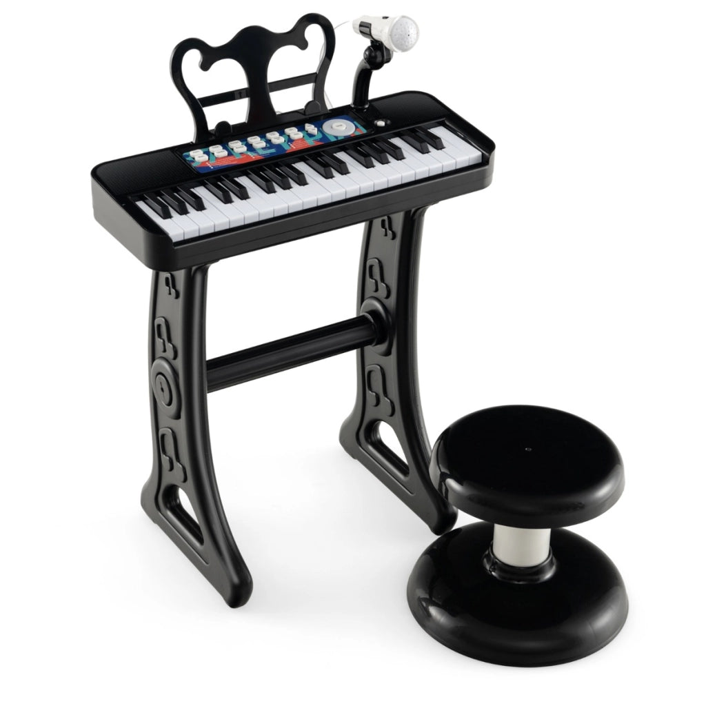 Pianoforte per bambini a 37 tasti con microfono regolabile e leggio rimovibile, Strumento musicale elettronico Nero-Tastiere elettriche