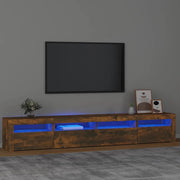 Mobile Porta TV con Luci LED Rovere Fumo 240x35x40 cm 3152727