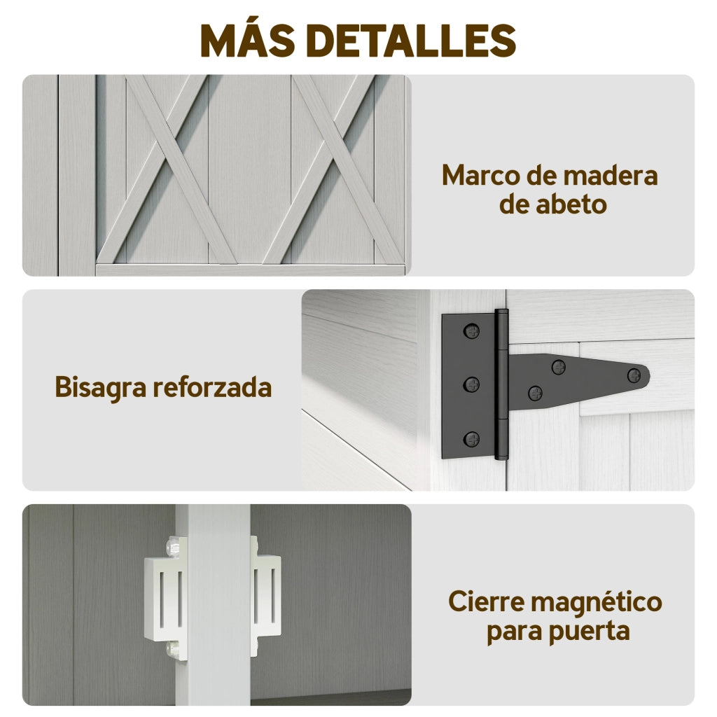 Armadio da Giardino in Legno con 4 Ripiani e 2 Porte ¨C Zephmum ¨C Grigio 75x40x90 cm