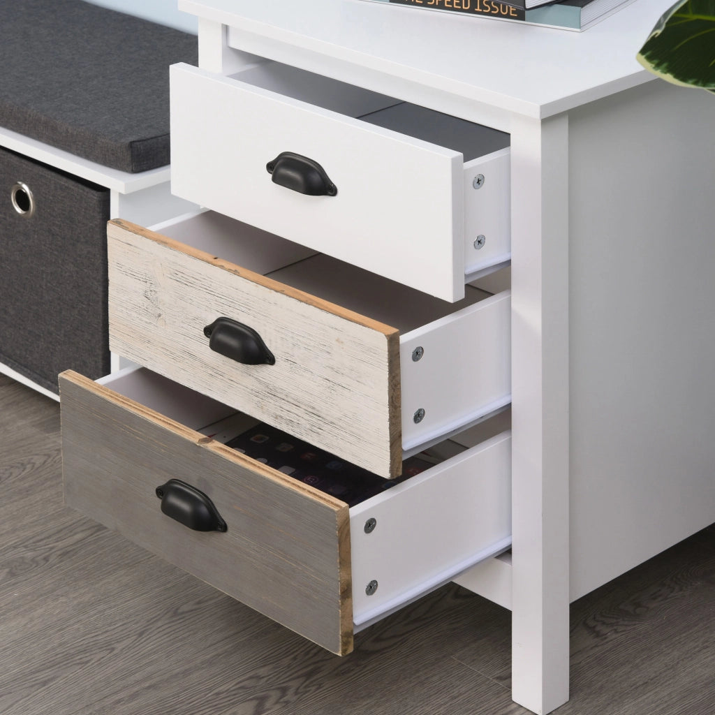 Comodino con 3 Cassetti ¨C Zephmum ¨C Bianco 50x38x65 cm