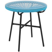 Tavolino rotondo da giardino in resina e metallo con piano in vetro temperato ¨C zephmum ¨C ? 50 x H 50 cm