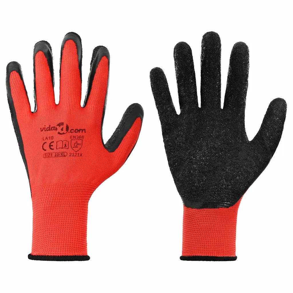 Guanti da Lavoro 24 pz Rosso e Nero 10 / xl CFW1063394
