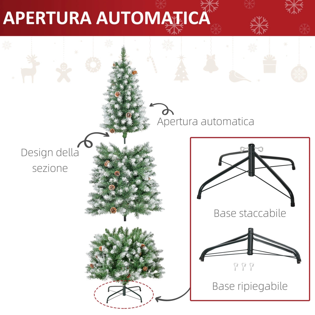 Albero di Natale Innevato 180 cm ¨C zephmum ¨C Verde Bianco Plastica Metallo