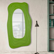 Specchio Pregola, Specchiera, Articolo d'arredo a muro, Decorazione con specchio, 90x4 h165 cm, Verde