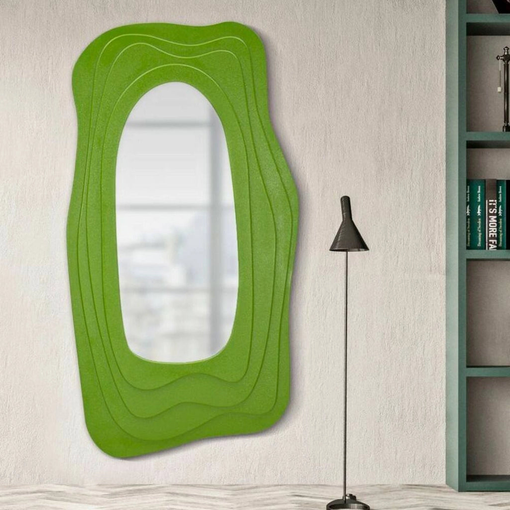 Specchio Pregola, Specchiera, Articolo d'arredo a muro, Decorazione con specchio, 90x4 h165 cm, Verde