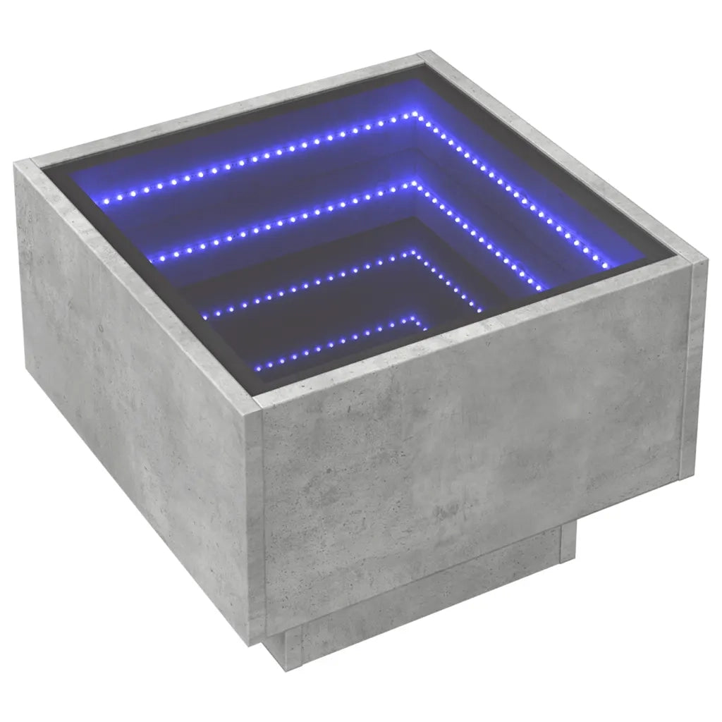 Comodino | Armadio da Notte | Mobiletto da notte con LED Infinity Grigio Cemento 40x40x30 cm
