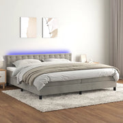 Letto a Molle con Materasso e LED Grigio Chiaro 200x200 cm Velluto 3134663