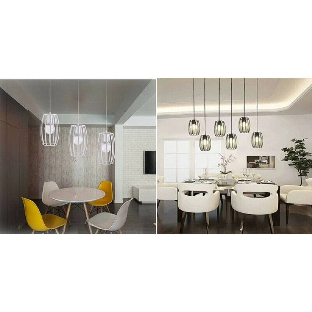 Trade Shop - Lampadario Soffitto E27 Di Forma Ovale Nero Bianco Portalampada Sospensione A34 -