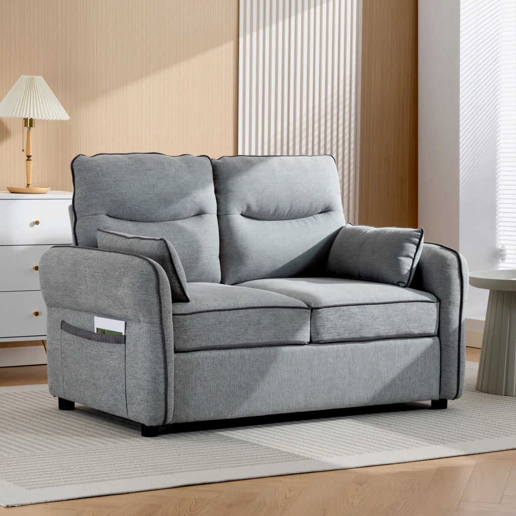 Divano 2 posti in velluto con cuscini ¨C zephmum ¨C grigio 136x81x90