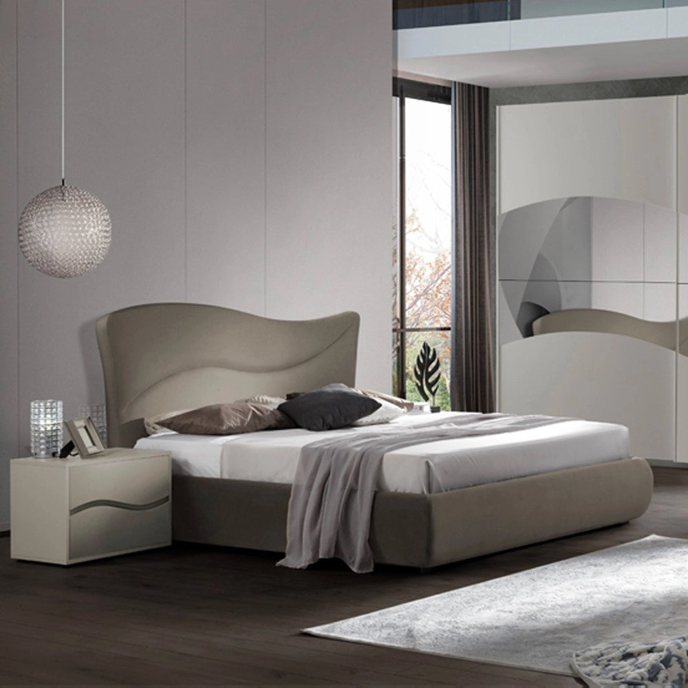Camera da Letto matrimoniale Soave grigio con Letto contenitore e armadio 2 ante scorrevoli