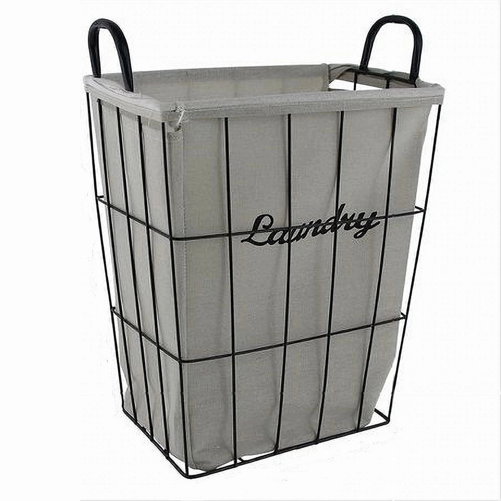 Trade Shop - Cesto Contenitore Porta Biancheria In Tessuto Struttura In Metallo Bagno 10633 -