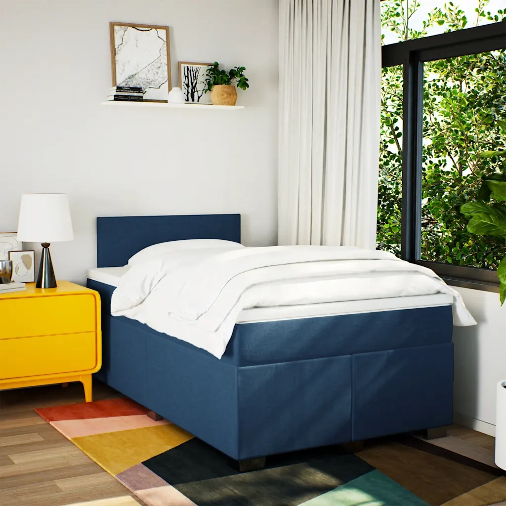 vidaXL Giroletto a Molle con Materasso Blu 120x190 cm in Tessuto
