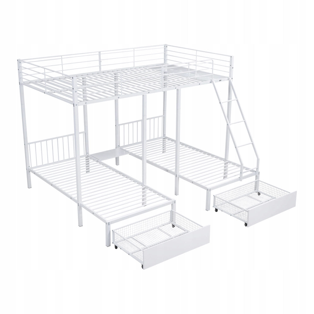 Letto a tre piani - Xylo - 140x200 - Bianco - Senza materasso