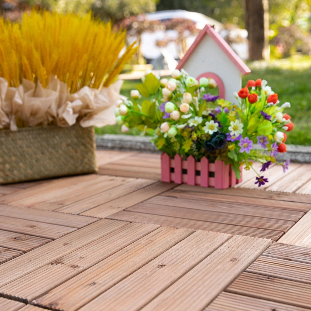 Pavimento Esterno in Legno ¨C zephmum ¨C Set 27 Pezzi 30x30x2.5cm