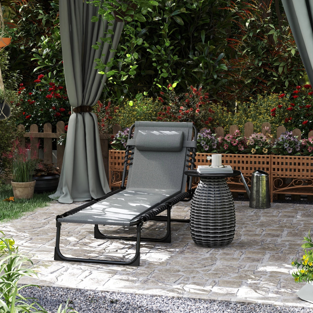 Sdraio da giardino imbottita e tasca laterale ideale per la piscina all'aperto e la piscina grigia