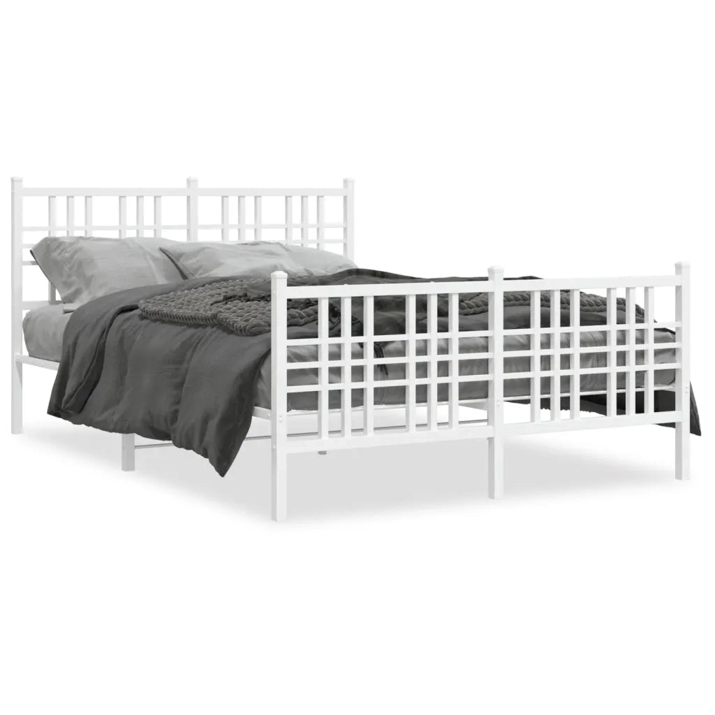 Giroletto con Testiera e Pediera-Struttura Letto Metallo Bianco 137x190 cm 578232
