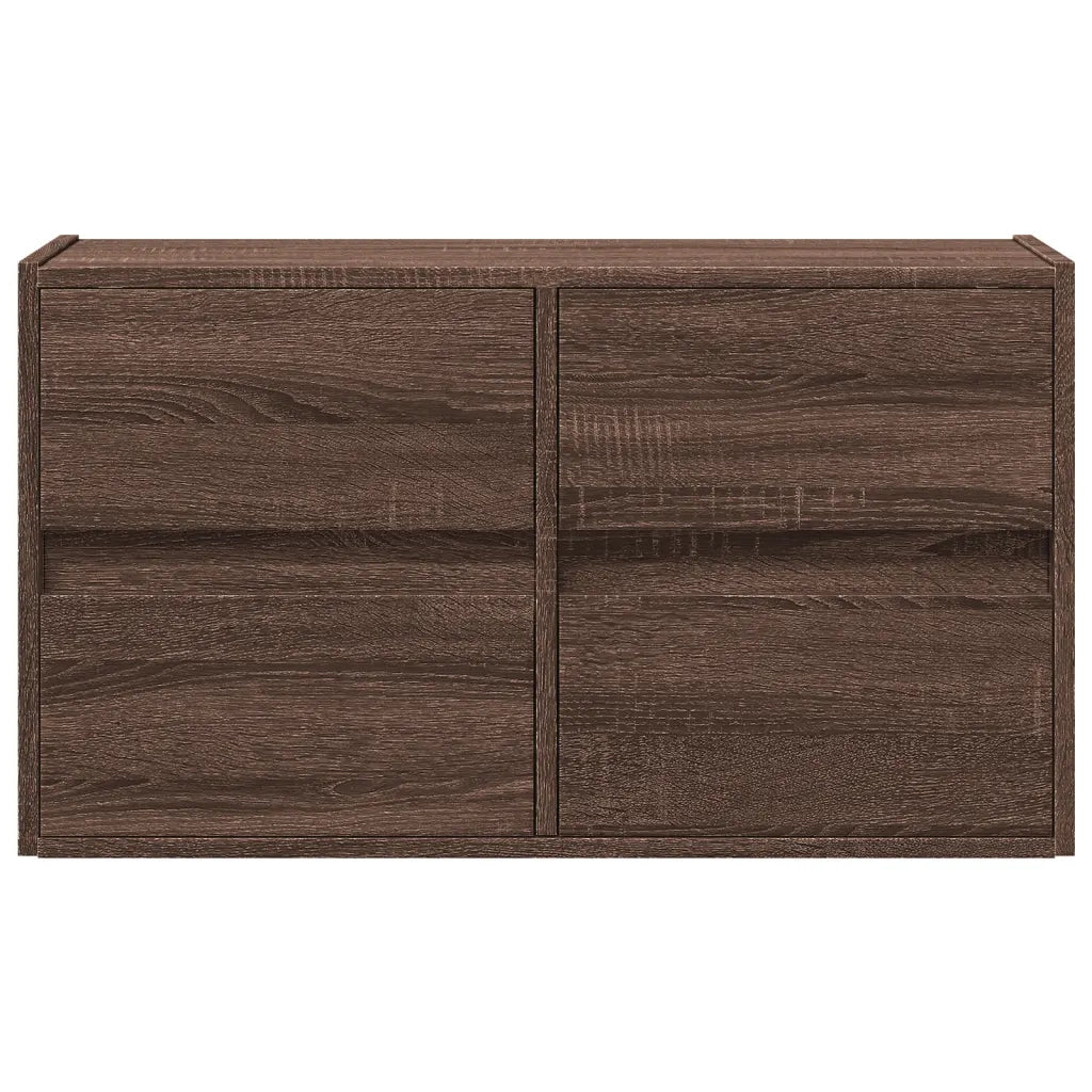 Mobile TV a Parete con Luci LED Rovere Marrone 80x31x45 cm 852291
