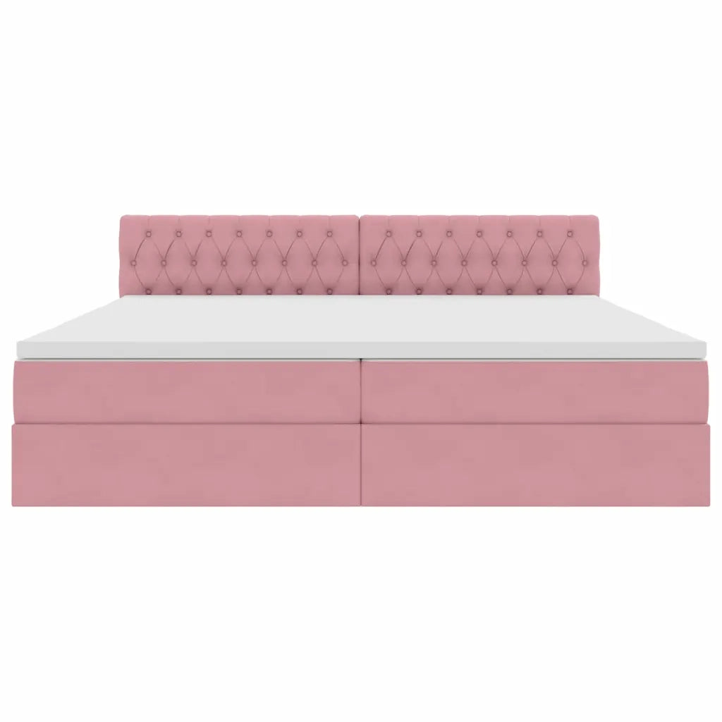 Letto con contenitore e LED con led Rosa 200 x 200 cm Velluto 3371480