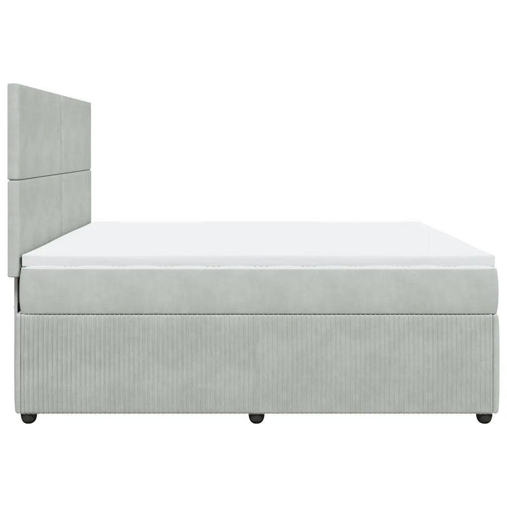 Giroletto a Molle con Materasso Grigio Chiaro 200x200cm Velluto