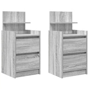 Set di 2 Comodini | Armadio da Notte | Mobiletto da notte con 2 Cassetti Grigio Sonoma 38x34x80 cm