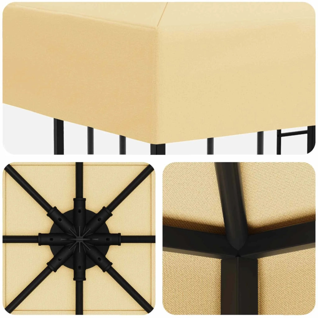 Gazebo | Pergolato 3 x 3 m Crema Poliestere e Acciaio 190 gsm