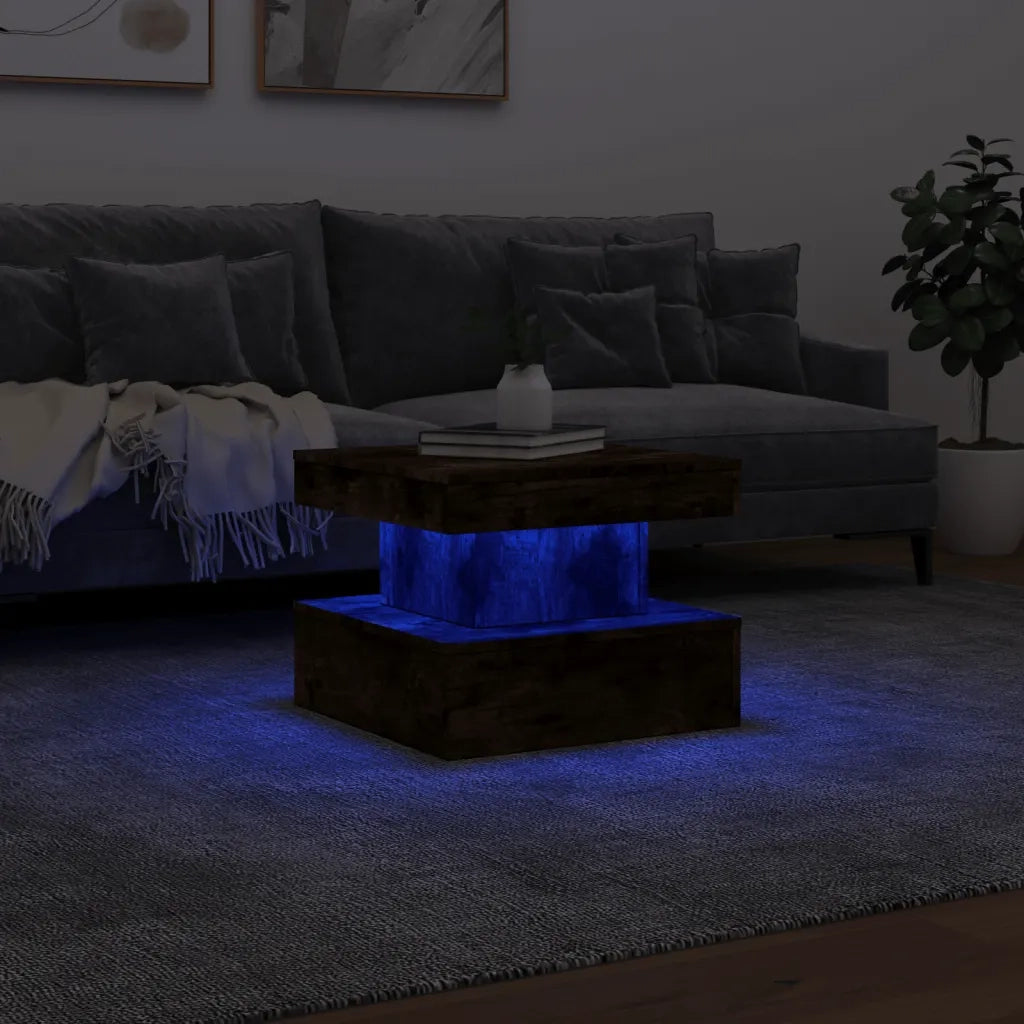 Tavolino da salotto | Tavolino da caff¨¨ | Tavolino da Soggiorno con Luci LED Rovere Sonoma 50x50x40 cm