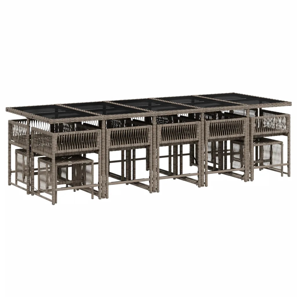 Set da Pranzo da Giardino 15 pz con Cuscini Grigio Polyrattan 3211532