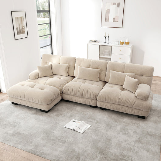 Divano angolare modulare di lusso - Xylo - Forma L extra large, trasformabile con pouf, velluto costato marrone