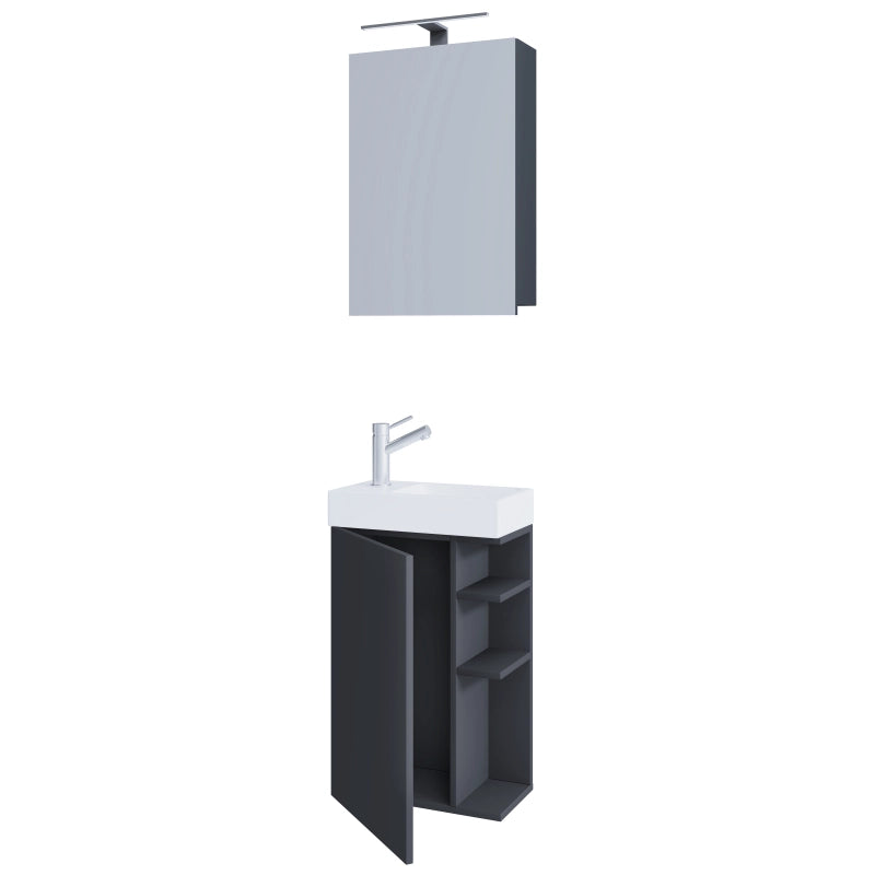 Forma di Ezooza Mobile Sospeso con lavabo in ceramica di alta qualità ed armadietto a specchio, Antracite ,