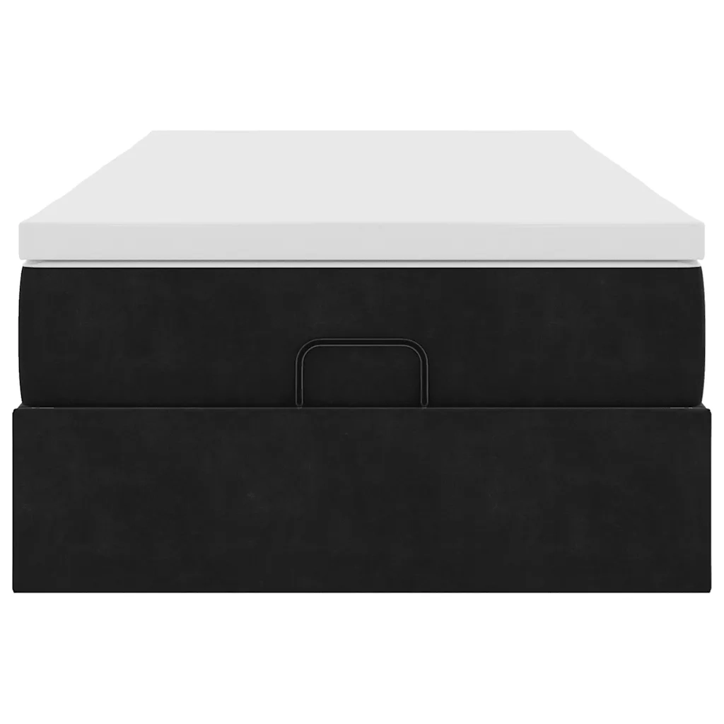 vidaXL Struttura Letto Pouf con Materasso Nero 100x200 cm Velluto