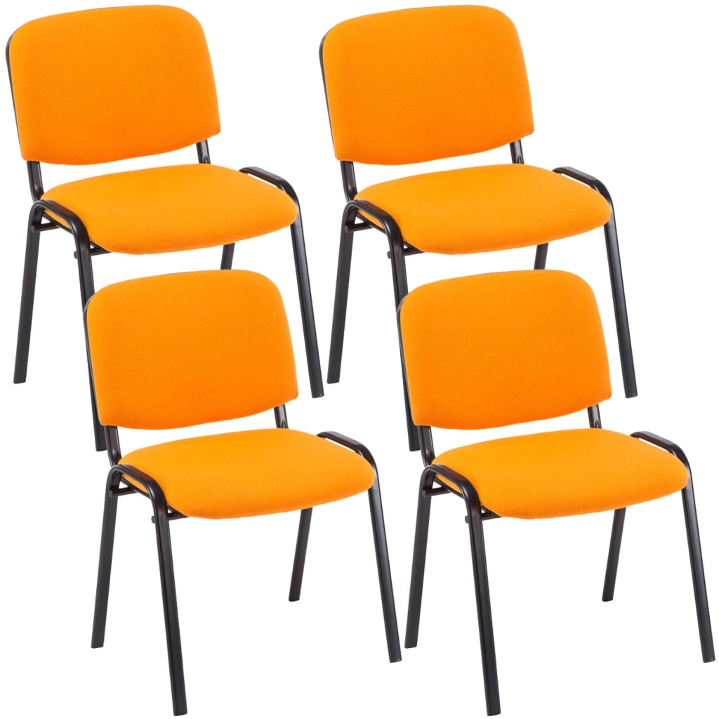 Set 4 Sedie Ufficio Visitatore Ken Imbottite In Tessuto arancione