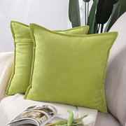 Set di 2 cuscini di chenille corti, copricuscino decorativo morbido per divano, camera da letto, verde 40 x 40 cm, quadrato
