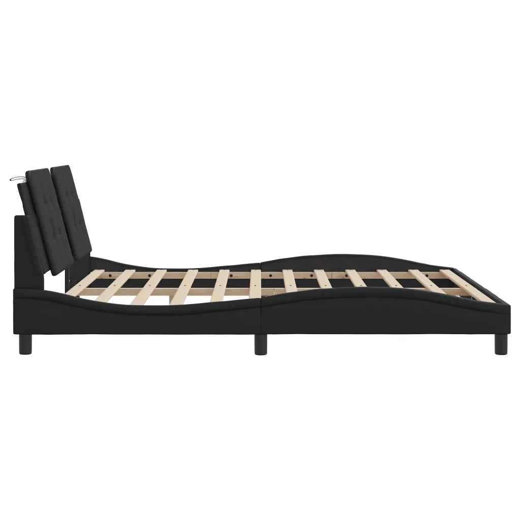 Giroletto con LED senza Materasso-Struttura Letto Zadar Nero 180x200 cm