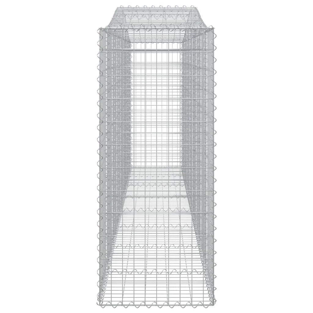 Cestini gabbioni recinzione a gabbia muro di contenimento ad arco 10 pezzi 400 x 50 x 120/140 cm ferro zincato argento 02_0040288