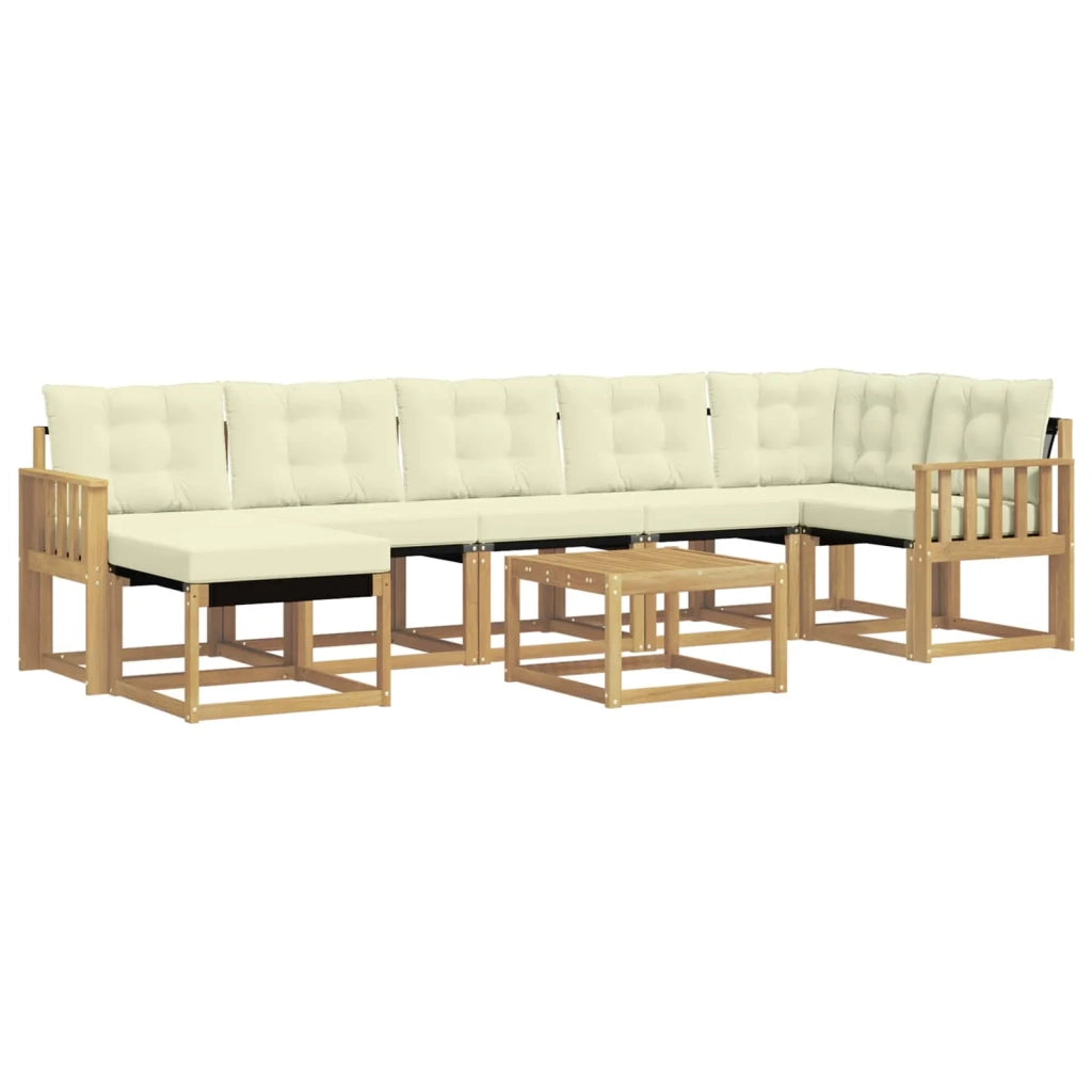 Set di divani da esterno con cuscino 8 pcs Bianco e Crema