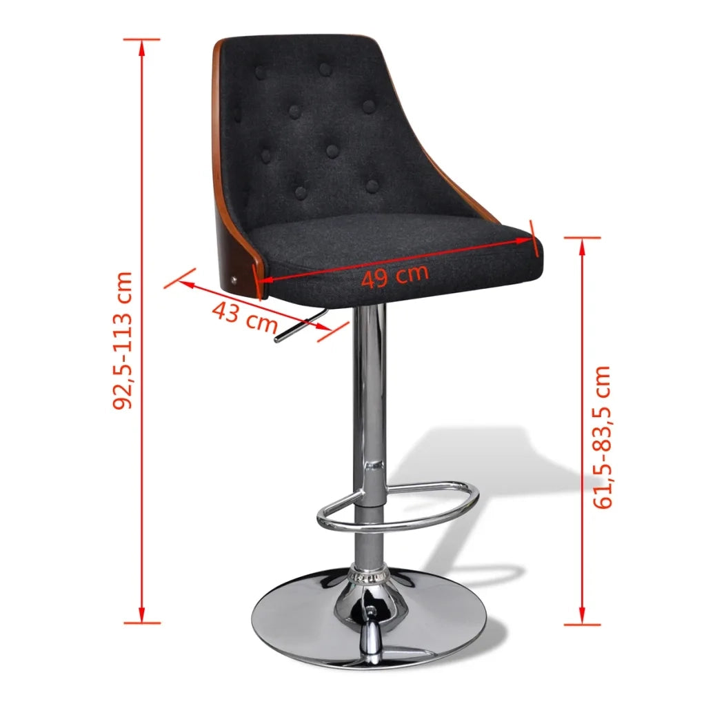 Sgabelli da Bar 2 pz in Legno Piegato e Tessuto cod mxl 74172