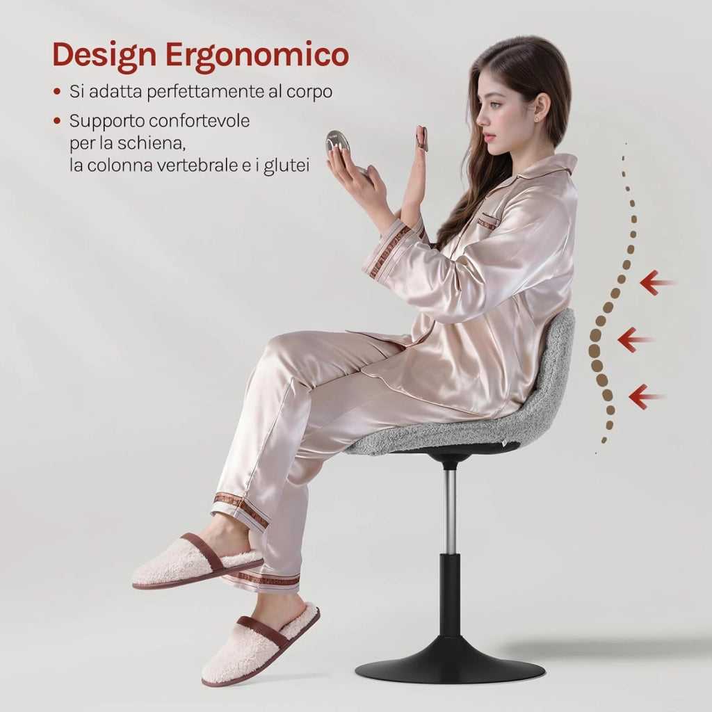 2 x Sgabelli per Toeletta Trucco, Sedia da Trucco con Schienale, Sgabello Regolabile in Altezza, Seduta in Ciniglia, Base in Metallo, Sgabello per Cucina, Camera da Letto, Grigio