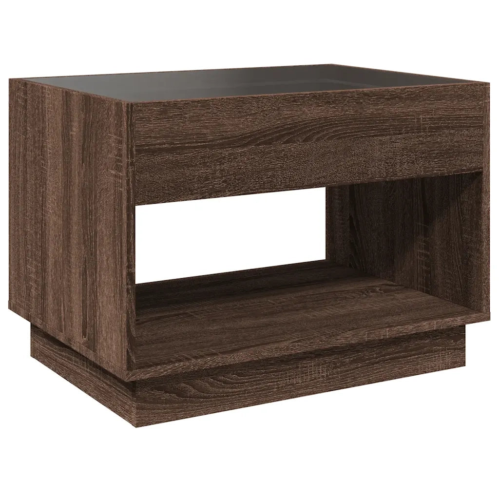 Tavolino da Salotto con LED Infinity Rovere Marrone 70x50x50 cm 847664