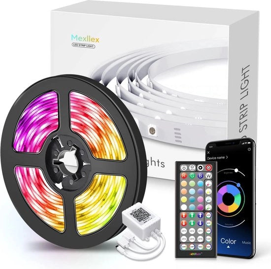 LED Strip 15 Metri - con Comando a Distanza e App - Striscia di Luce con Microfono Integrato - Funzione del Timer - Illuminazione