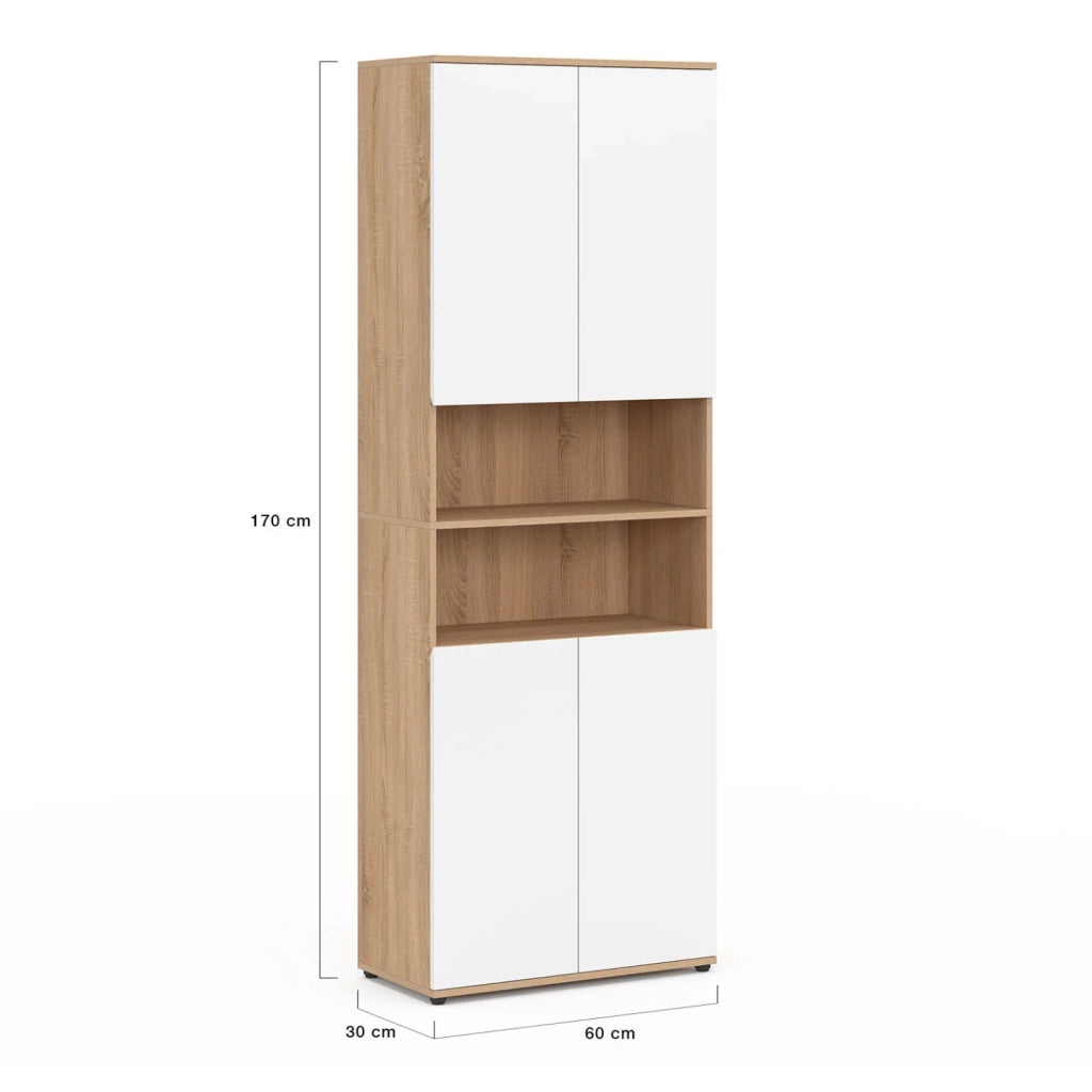 IDMarket - Mobile bagno TOMI a 4 ante e 2 nicchie in faggio bianco