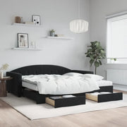 Divano Letto Estraibile con Cassetti Nero 100x200 cm in Velluto 3197384