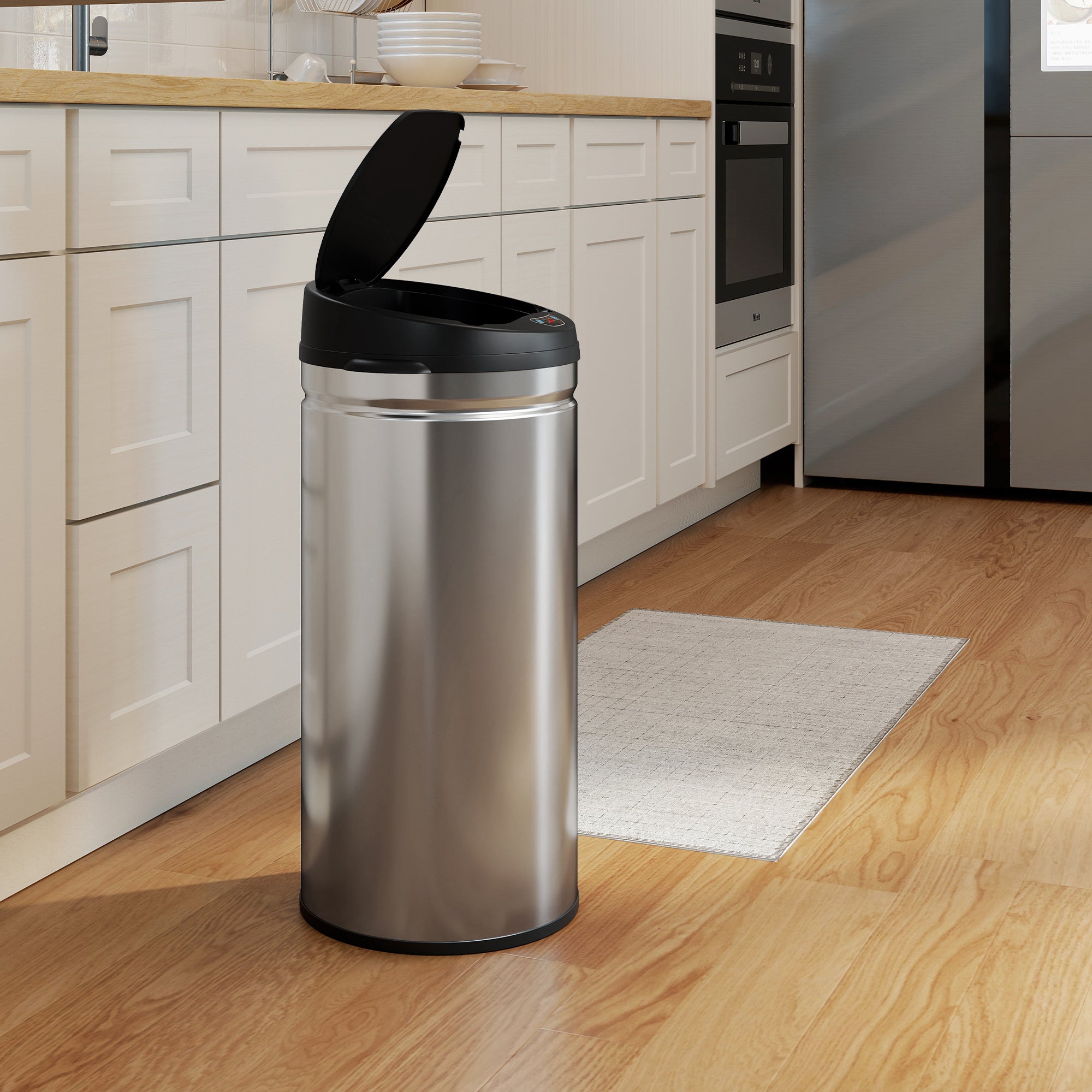 Pattumiera da 42L 30,5x30,5x68 cm con Sensore di Movimento in Acciaio Inox