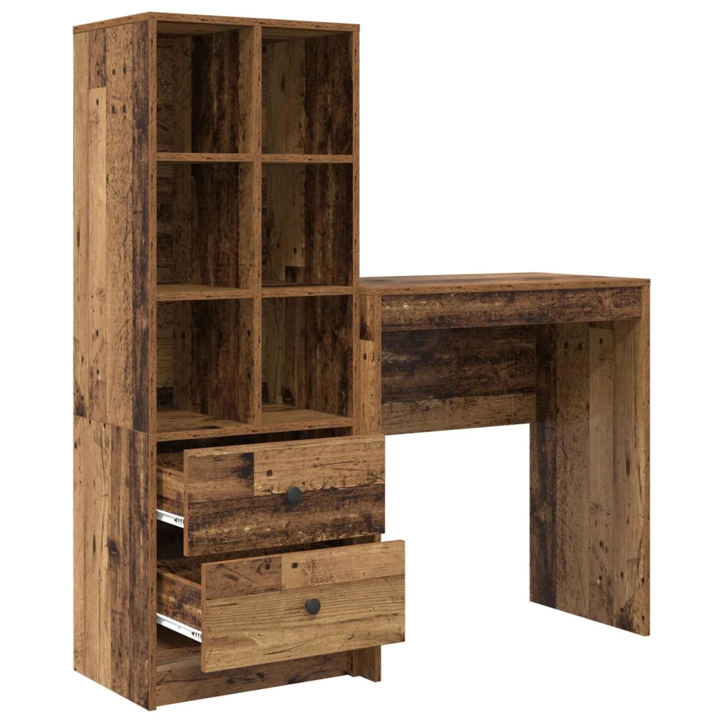Scrivania con cassetto con lo scaffale 2 pcs Legno vecchio 3337311