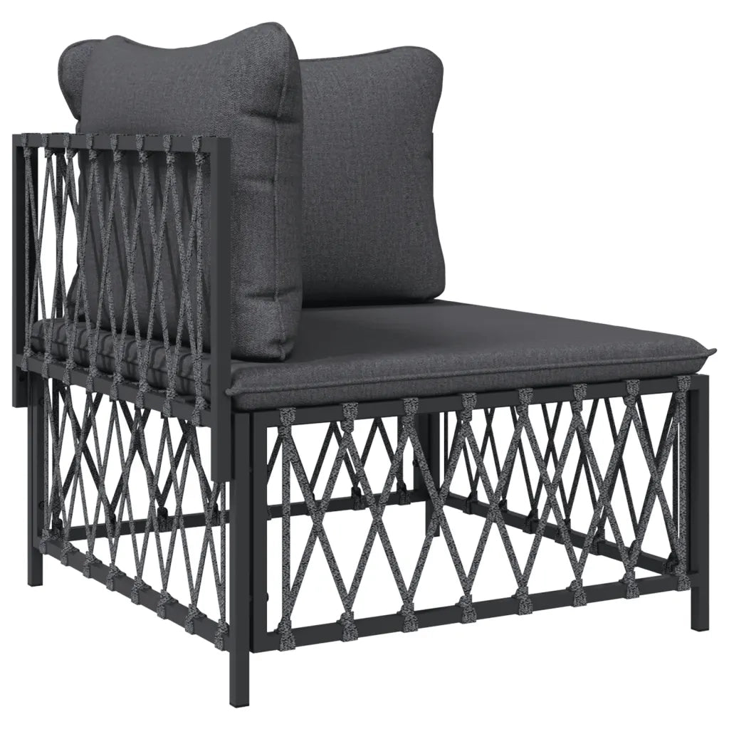 Set Salotto da Giardino 3 pz con Cuscini in Acciaio Antracite 3186817