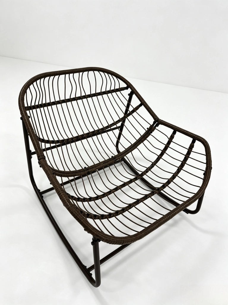 POLTRONA A DONDOLO DA ESTERNO 78x106x90 cm Rattan sintetico Blu Navy in acciaio