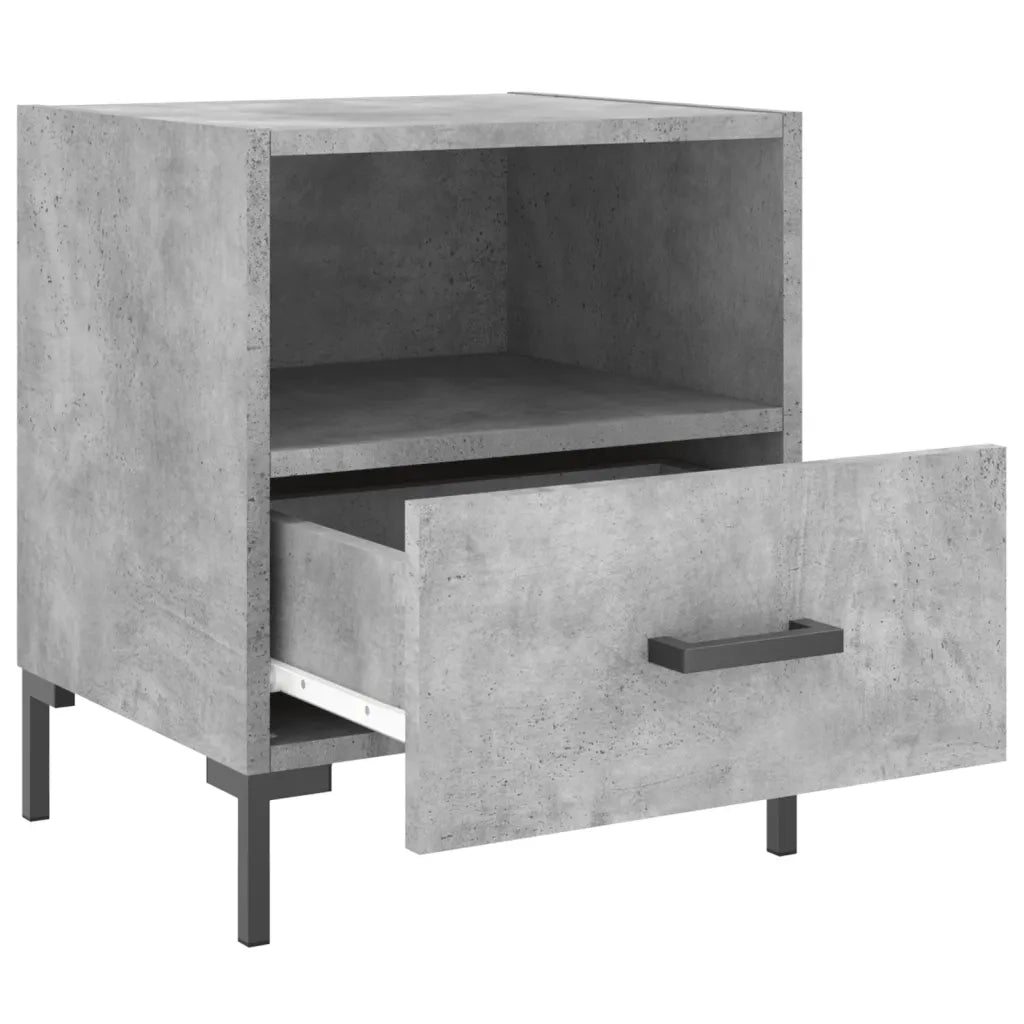 Set di 2 Comodini | Armadio da Notte | Mobiletto da notte Grigio Cemento 40x35x47,5 cm in Legno Multistrato