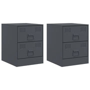 Set di 2 Comodini | Armadio da Notte | Mobiletto da notte Antracite 34,5x39x44 cm in Acciaio