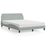 Letto matrimoniale | Letto per adulti | Giroletto Dover Grigio Chiaro 140x190 cm Velluto